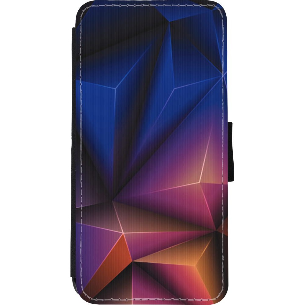 Coque iPhone XR - Wallet noir Abstract Triangles 