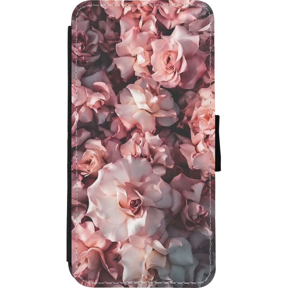 Coque iPhone XR - Wallet noir Beautiful Roses