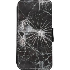 Coque iPhone XR - Wallet noir Broken Screen