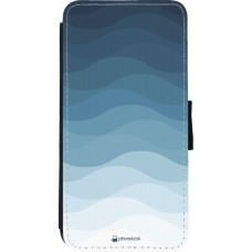 Coque iPhone XR - Wallet noir Flat Blue Waves