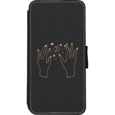 Coque iPhone XR - Wallet noir Grey magic hands