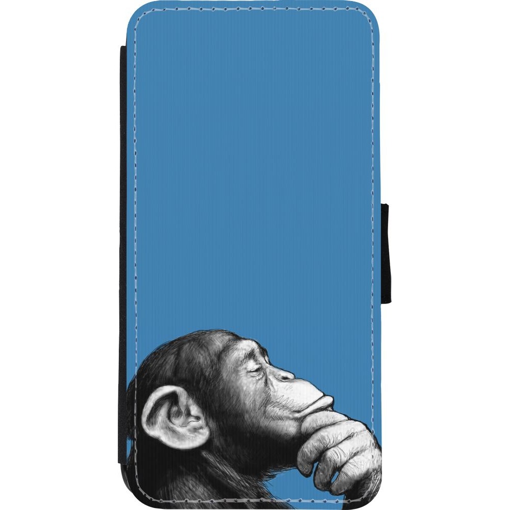 Coque iPhone XR - Wallet noir Monkey Pop Art