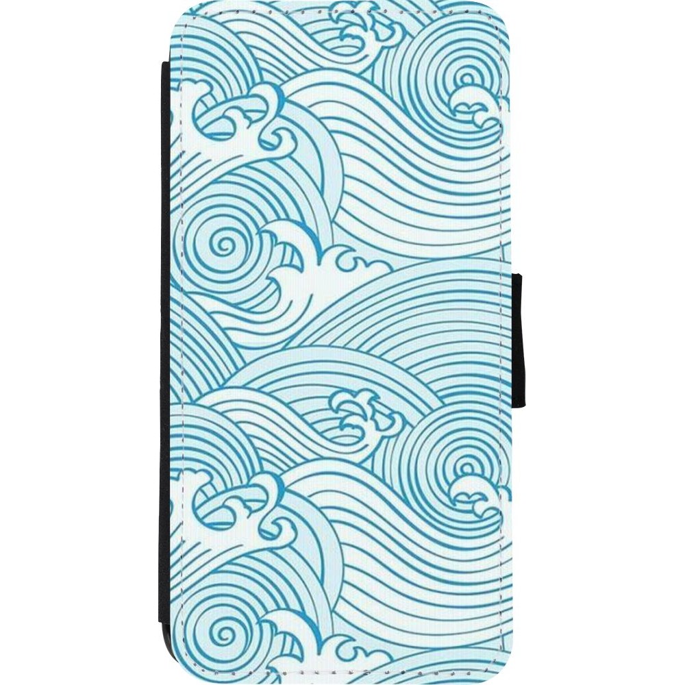 Coque iPhone XR - Wallet noir Ocean Waves