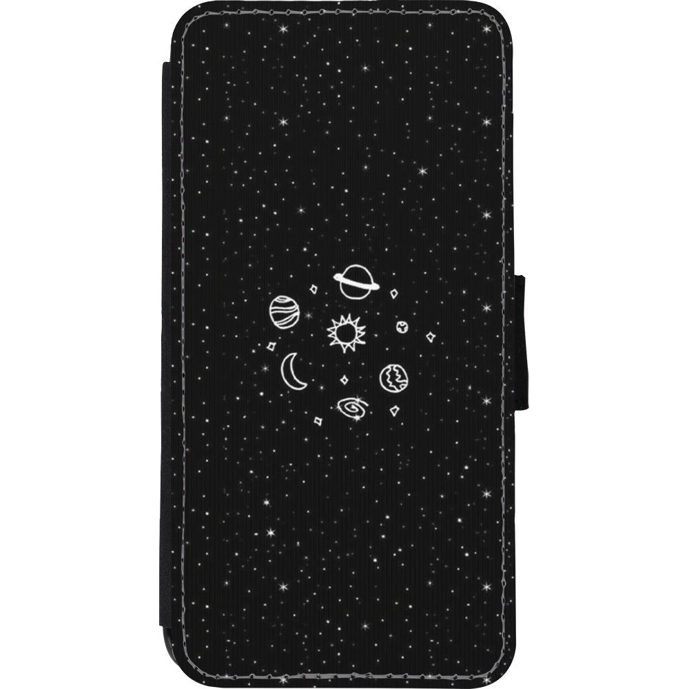 Coque iPhone XR - Wallet noir Space Doodle