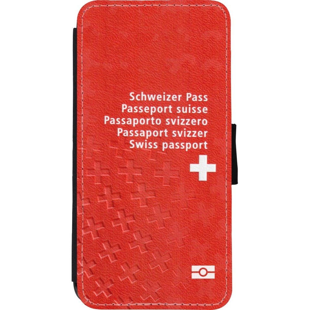Coque iPhone XR - Wallet noir Swiss Passport