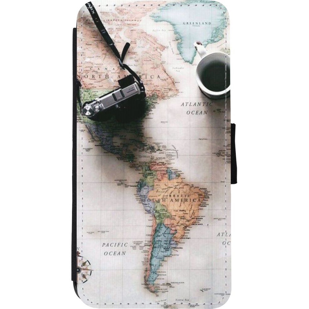 Coque iPhone XR - Wallet noir Travel 01