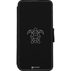 Coque iPhone XR - Wallet noir Turtles lines on black