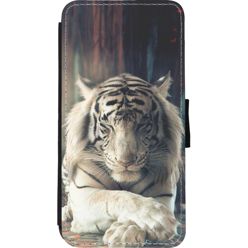 Coque iPhone XR - Wallet noir Zen Tiger