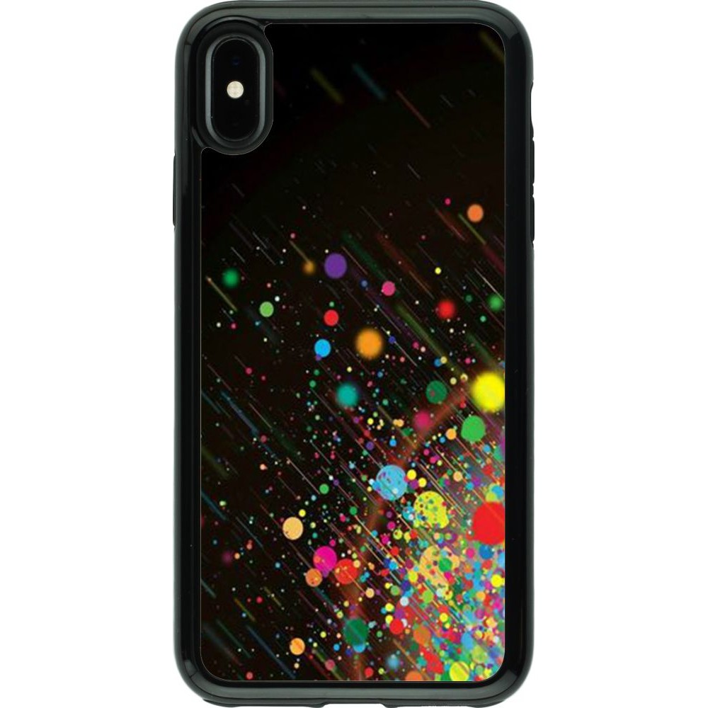 Coque iPhone Xs Max - Hybrid Armor noir Abstract bubule lines