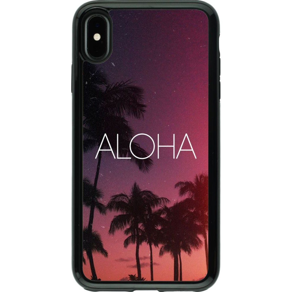 Coque iPhone Xs Max - Hybrid Armor noir Aloha Sunset Palms