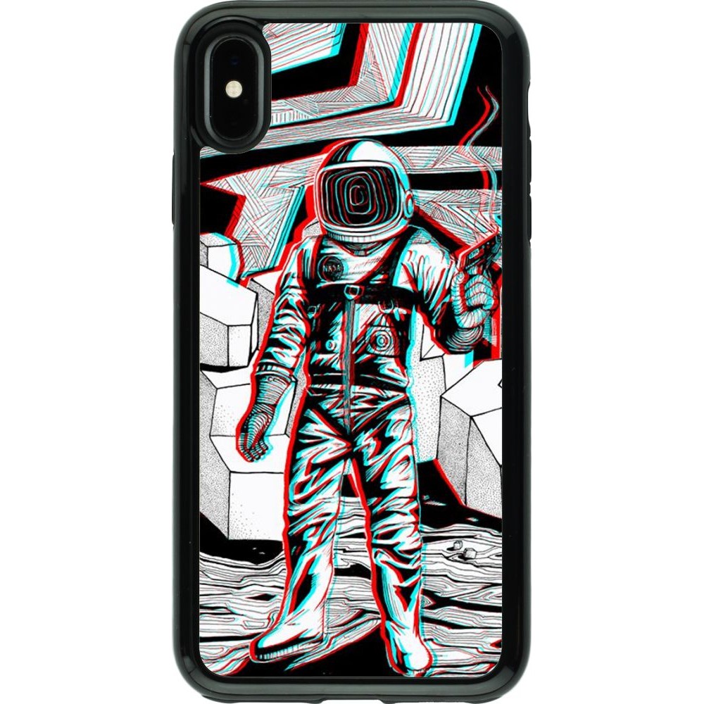 Coque iPhone Xs Max - Hybrid Armor noir Anaglyph Astronaut