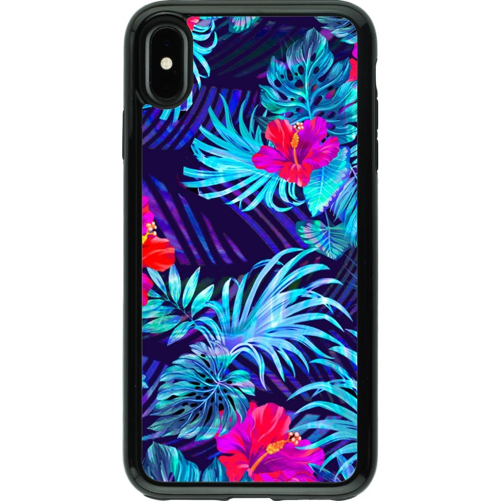 Coque iPhone Xs Max - Hybrid Armor noir Blue Forest