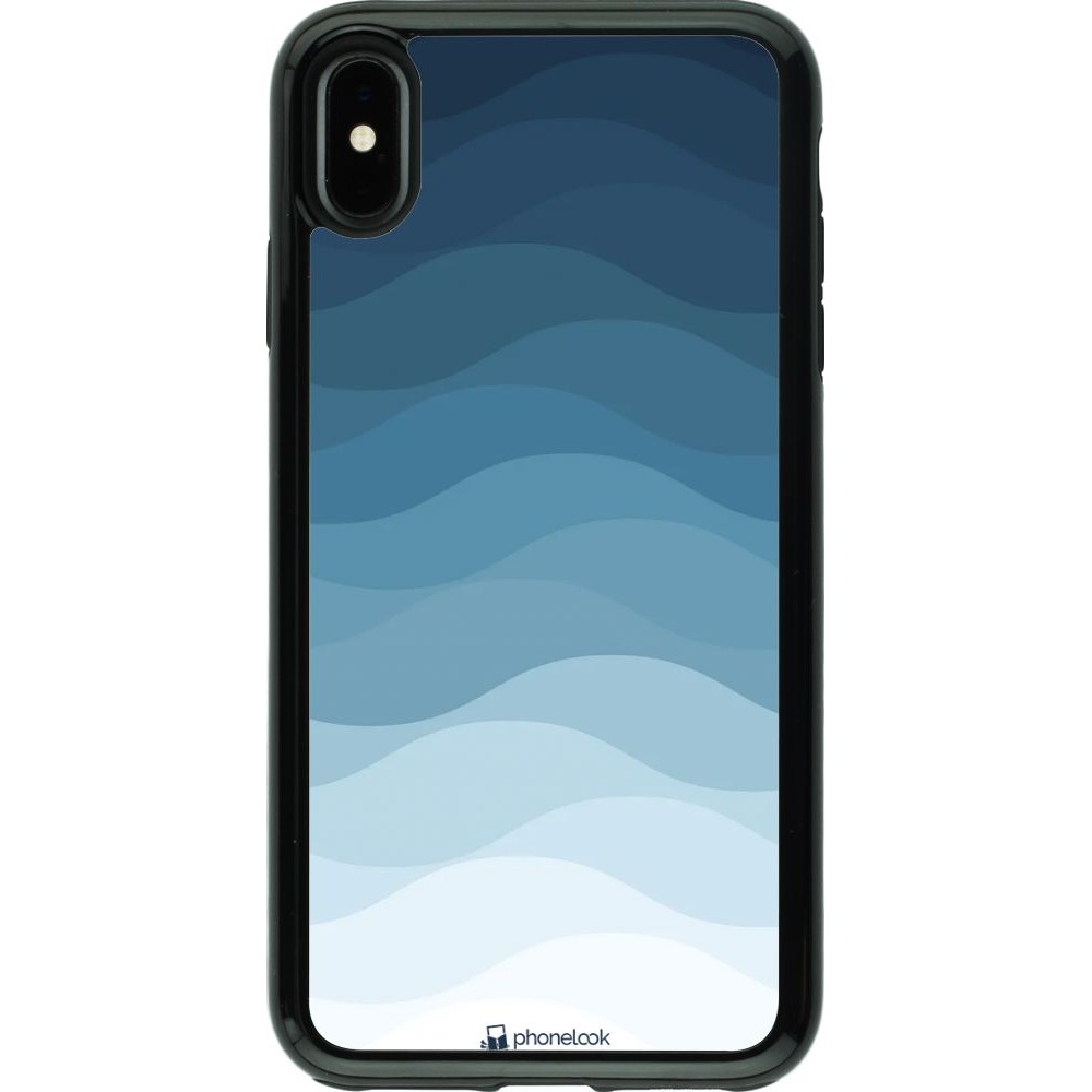Coque iPhone Xs Max - Hybrid Armor noir Flat Blue Waves