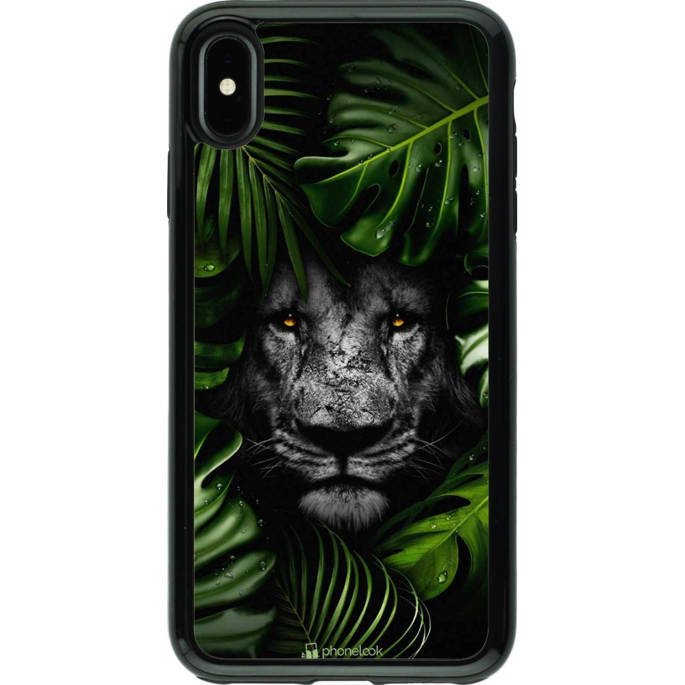 Coque iPhone Xs Max - Hybrid Armor noir Forest Lion