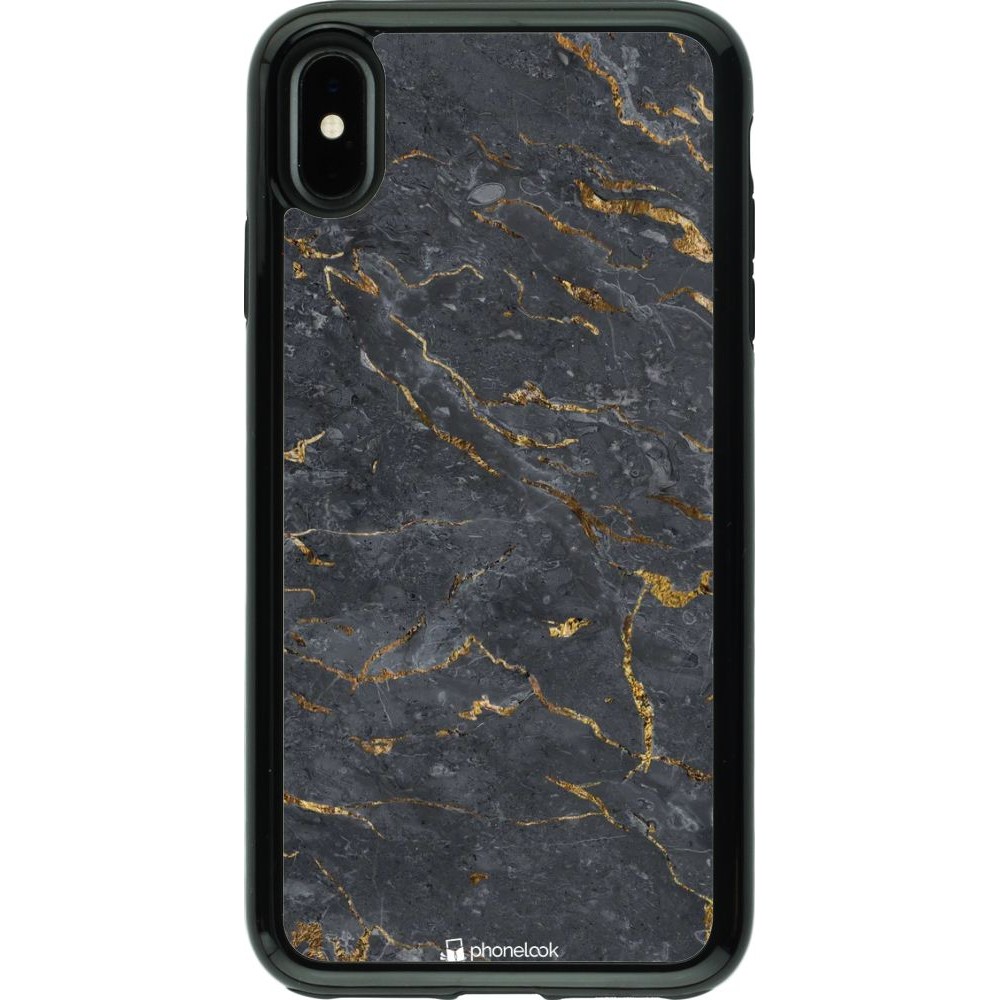 Coque iPhone Xs Max - Hybrid Armor noir Grey Gold Marble