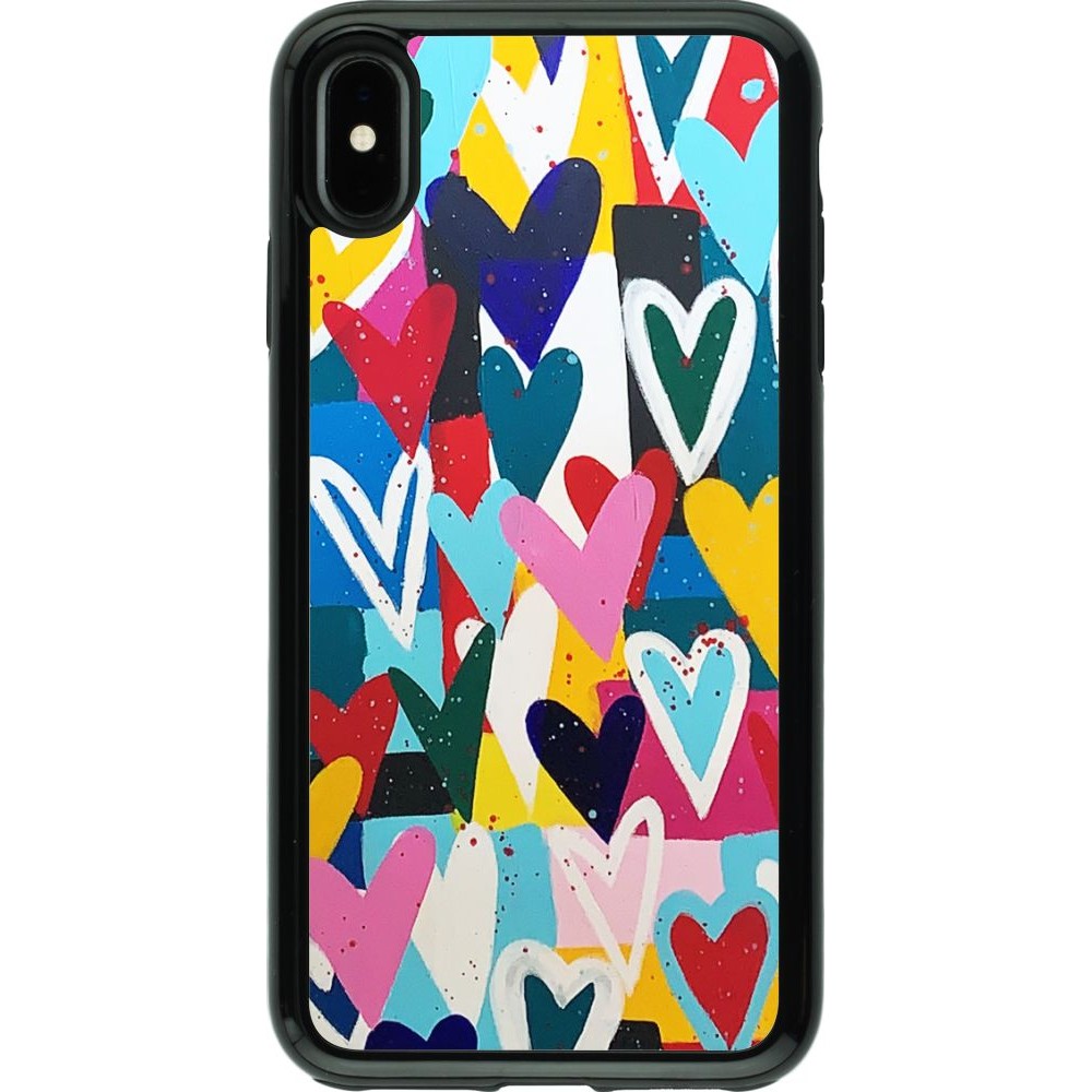 Coque iPhone Xs Max - Hybrid Armor noir Joyful Hearts