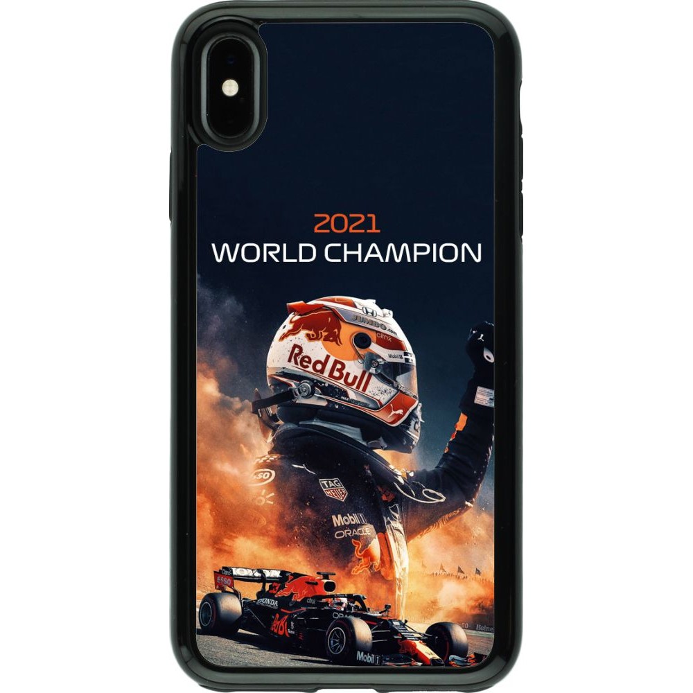 Coque iPhone Xs Max - Hybrid Armor noir Max Verstappen 2021 World Champion