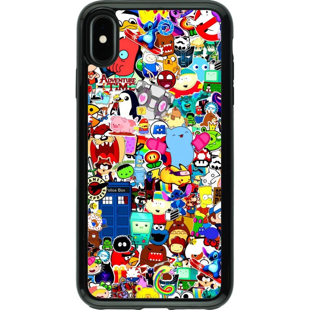 Coque iPhone Xs Max - Hybrid Armor noir Mixed cartoons