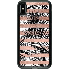Coque iPhone Xs Max - Hybrid Armor noir Palm trees gold stripes