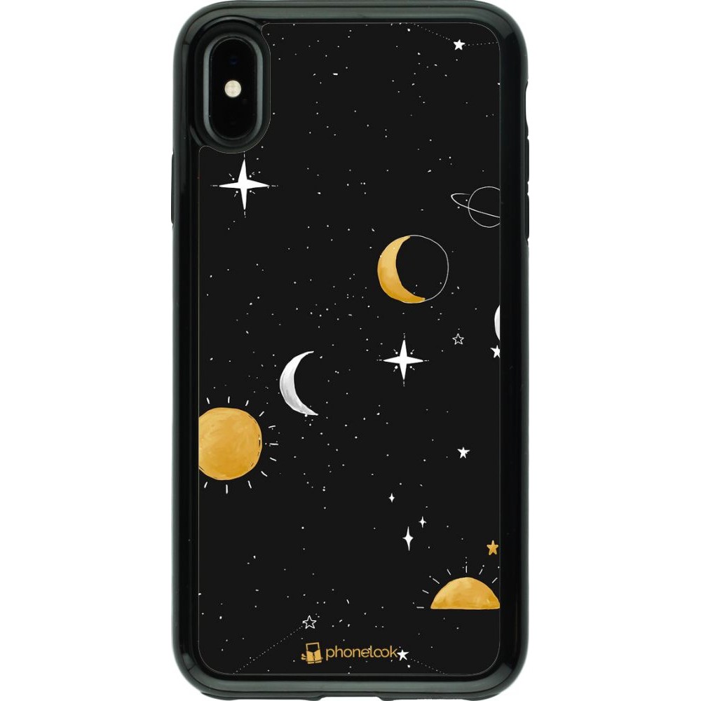 Coque iPhone Xs Max - Hybrid Arm- Or noir Space Vect- Or