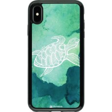 Hülle iPhone Xs Max - Hybrid Armor schwarz Turtle Aztec Watercolor
