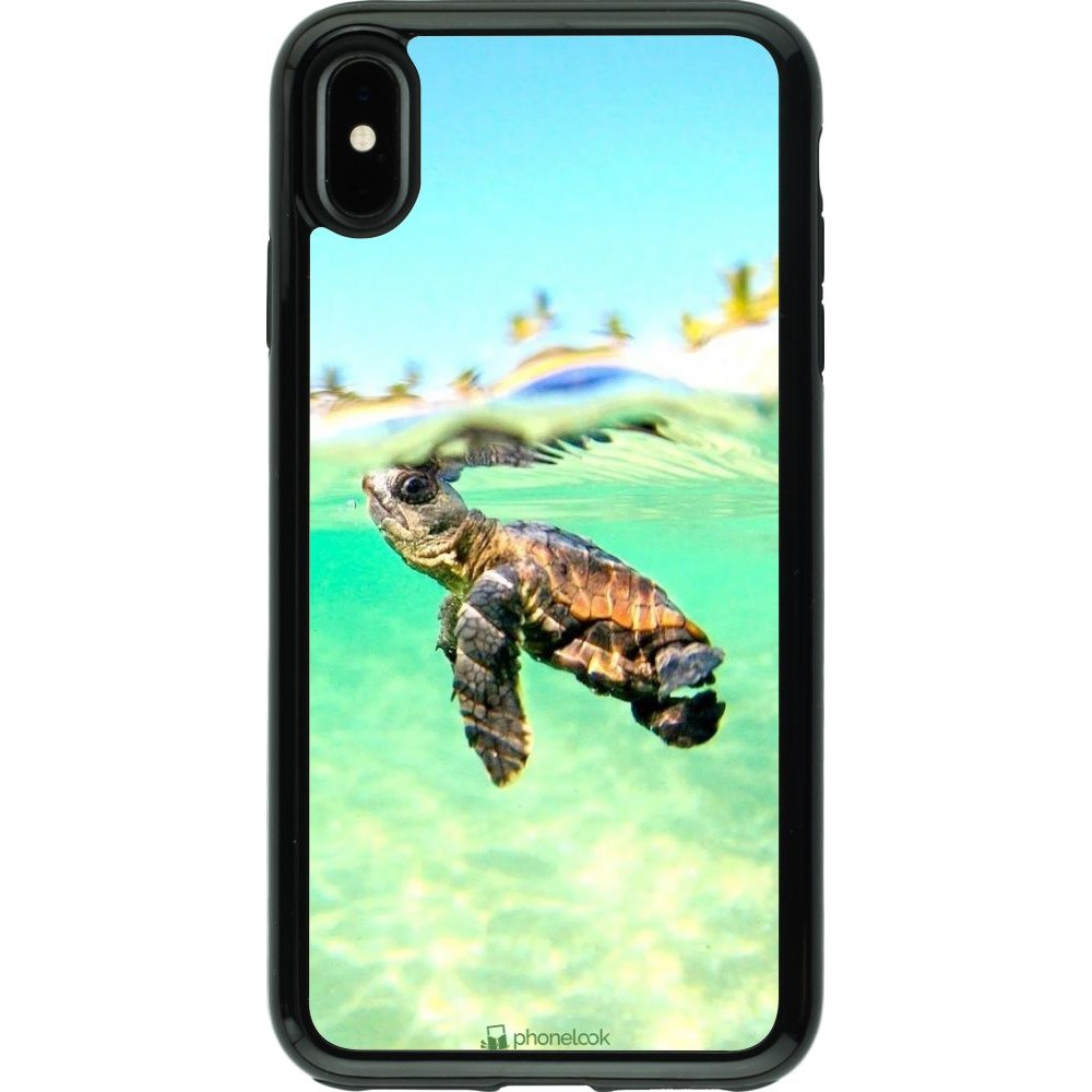 Coque iPhone Xs Max - Hybrid Armor noir Turtle Underwater