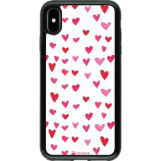 Coque iPhone Xs Max - Hybrid Armor noir Valentine 2022 Many pink hearts