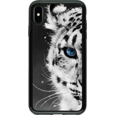 Coque iPhone Xs Max - Hybrid Armor noir White tiger blue eye