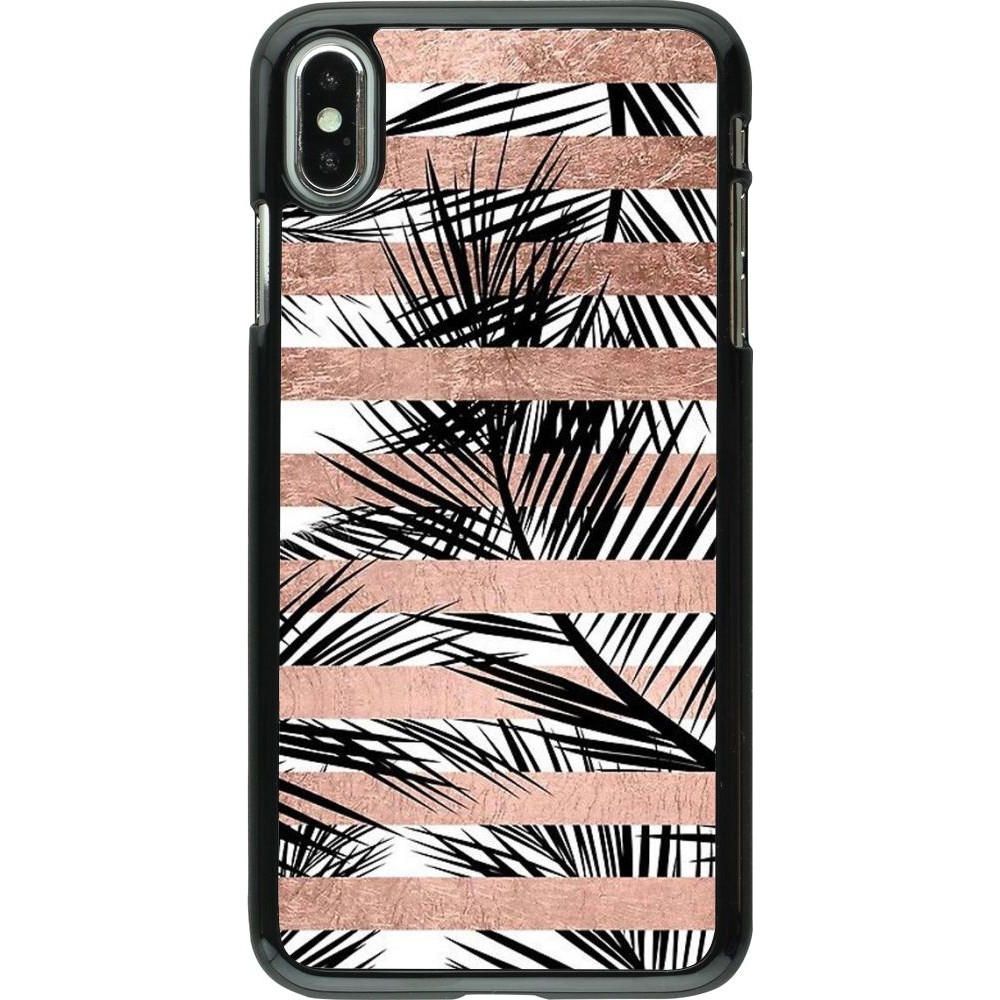 Coque iPhone Xs Max - Palm trees gold stripes