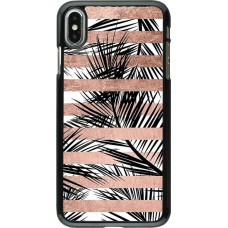 Coque iPhone Xs Max - Palm trees gold stripes