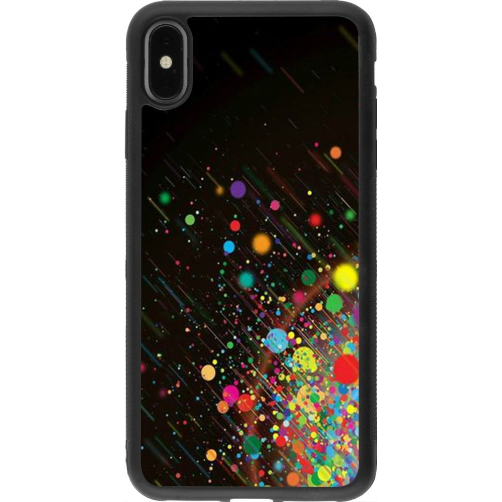 Coque iPhone Xs Max - Silicone rigide noir Abstract bubule lines