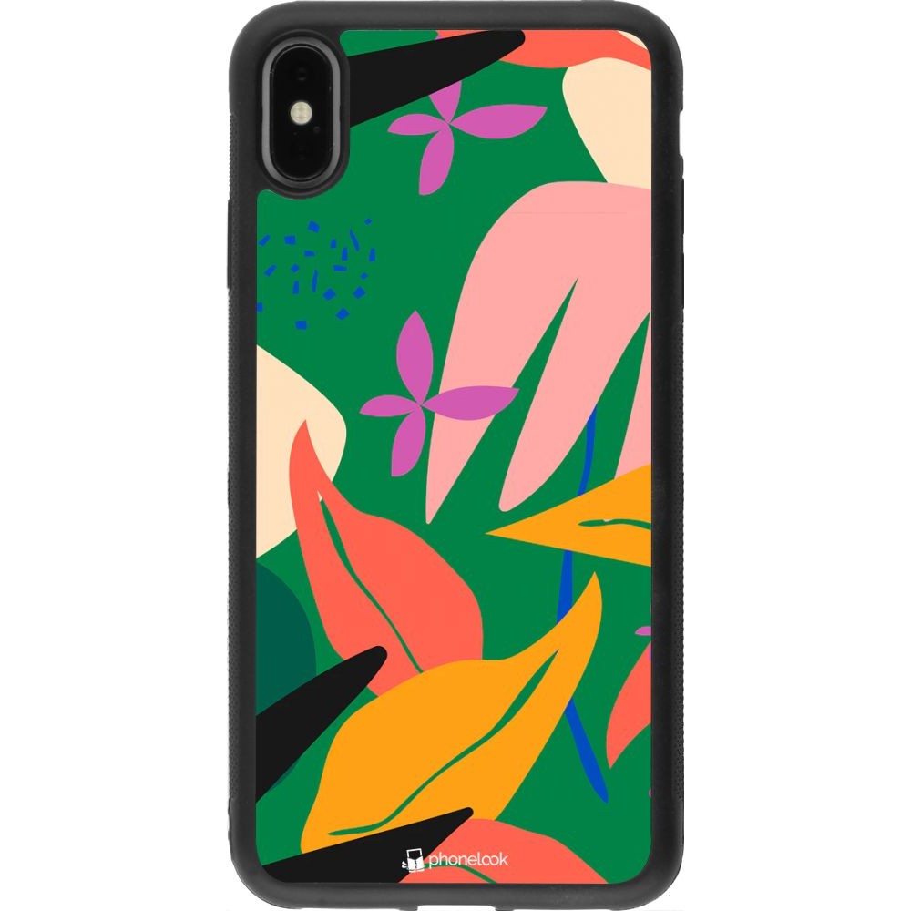 Coque iPhone Xs Max - Silicone rigide noir Abstract Jungle