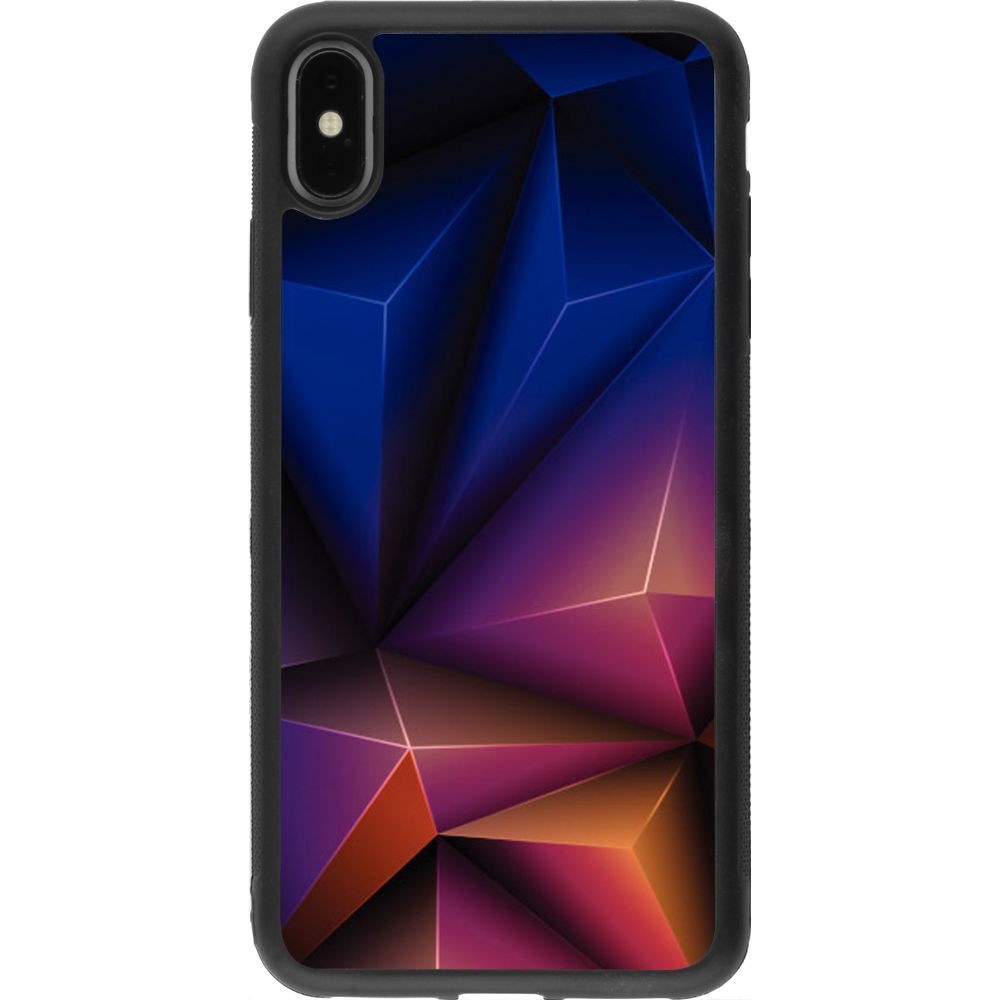 Coque iPhone Xs Max - Silicone rigide noir Abstract Triangles 
