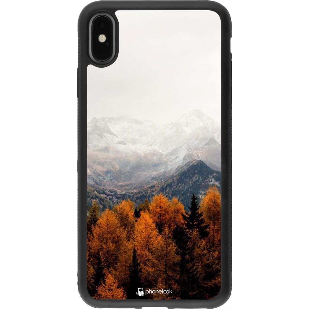 Coque iPhone Xs Max - Silicone rigide noir Autumn 21 Forest Mountain