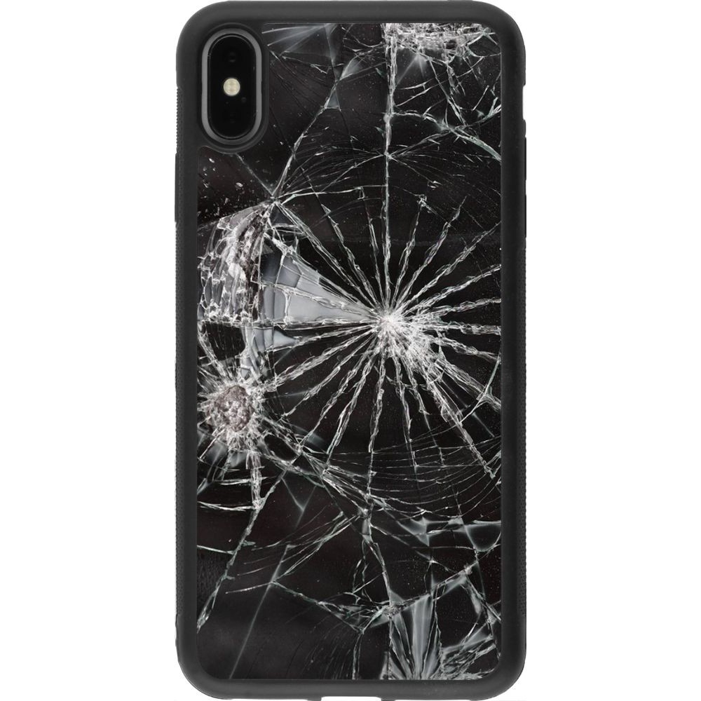 Coque iPhone Xs Max - Silicone rigide noir Broken Screen