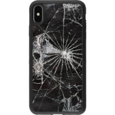 Coque iPhone Xs Max - Silicone rigide noir Broken Screen
