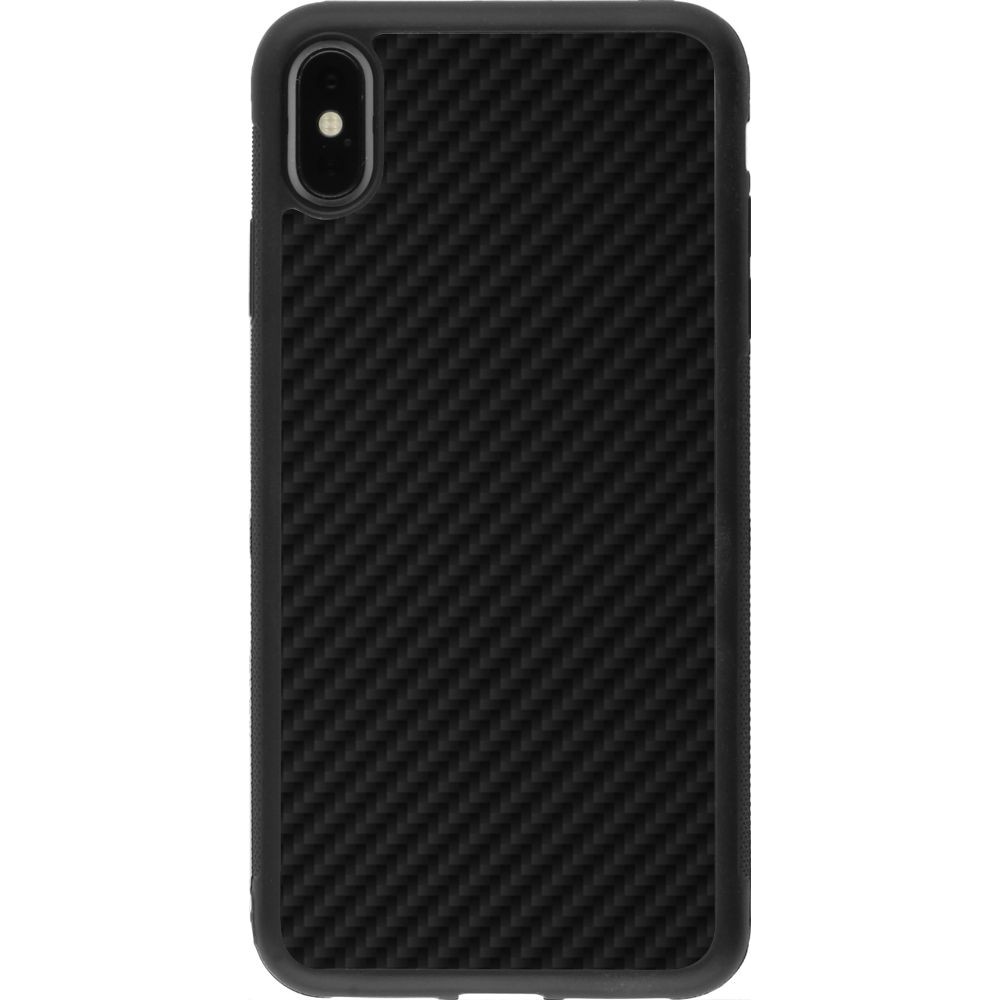 Coque iPhone Xs Max - Silicone rigide noir Carbon Basic