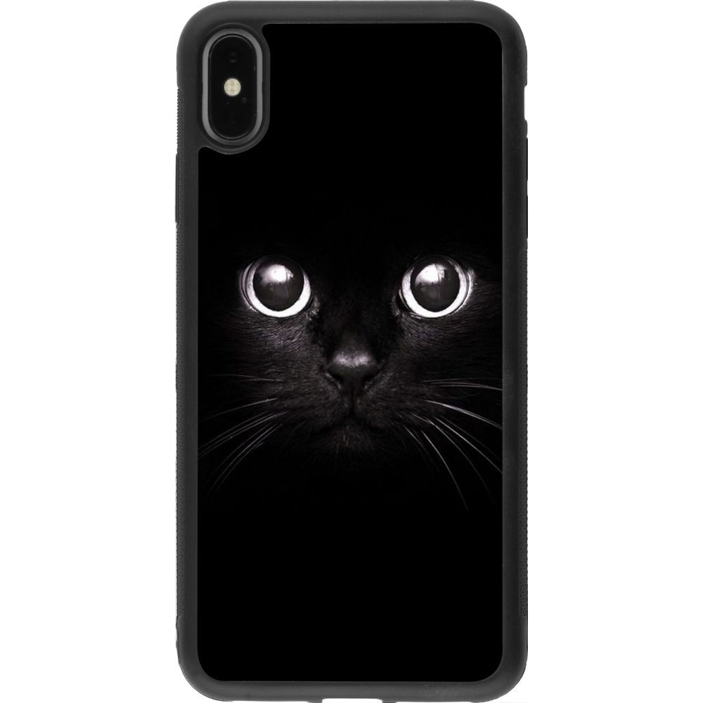 Coque iPhone Xs Max - Silicone rigide noir Cat eyes
