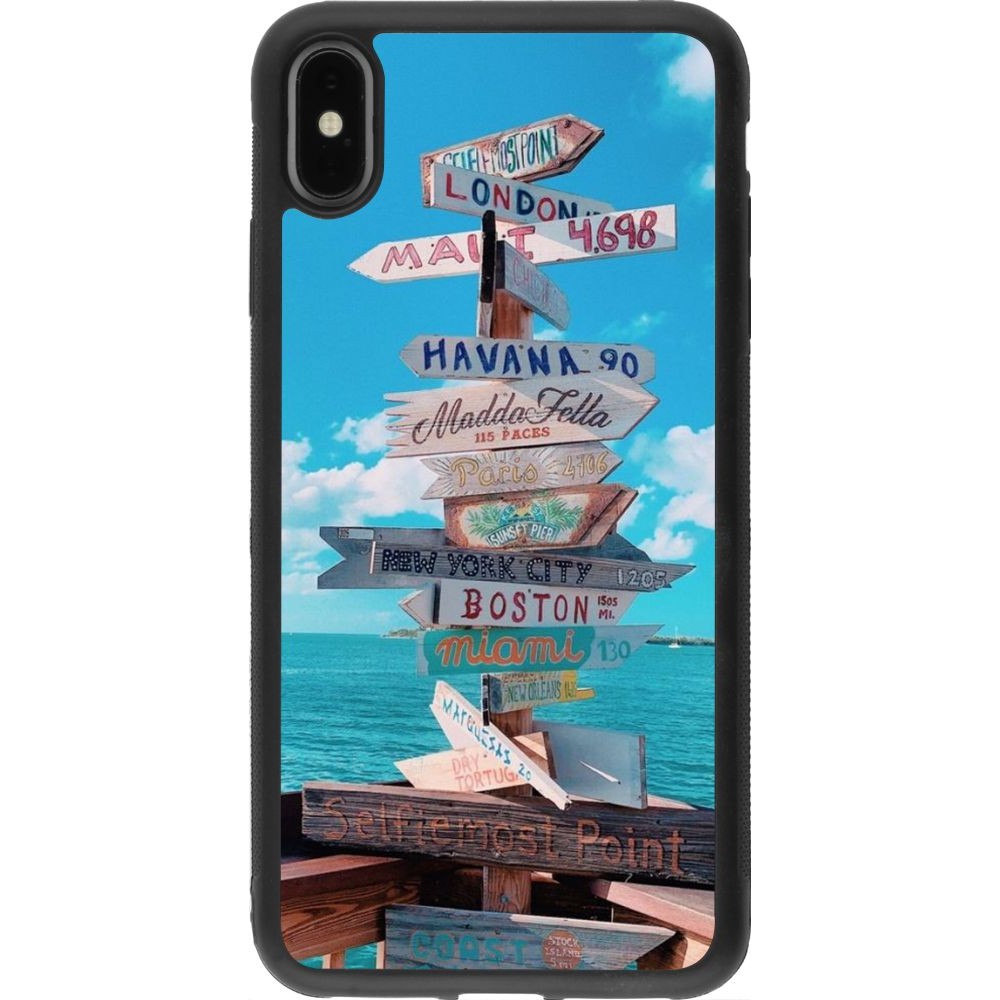 Coque iPhone Xs Max - Silicone rigide noir Cool Cities Directions
