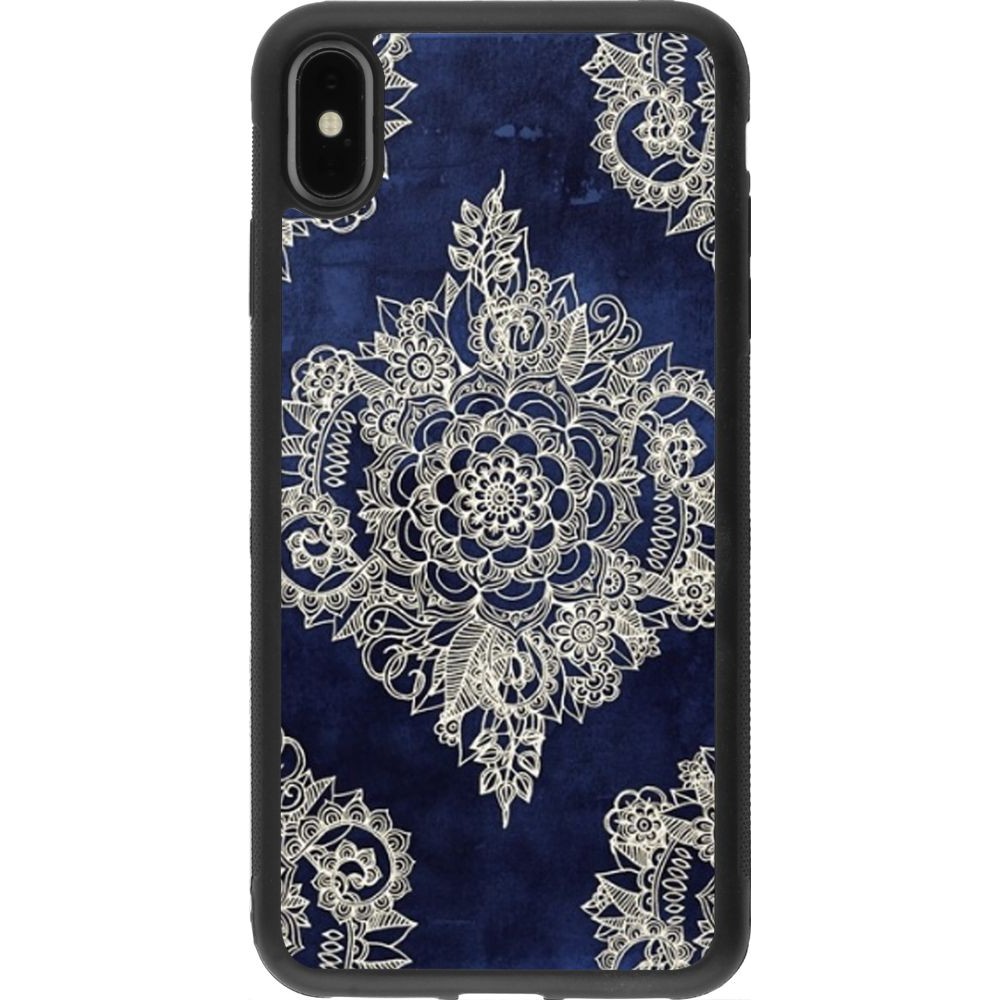 Coque iPhone Xs Max - Silicone rigide noir Cream Flower Moroccan