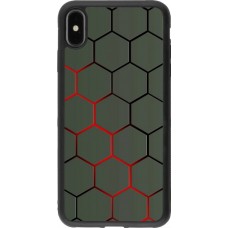 Coque iPhone Xs Max - Silicone rigide noir Geometric Line red