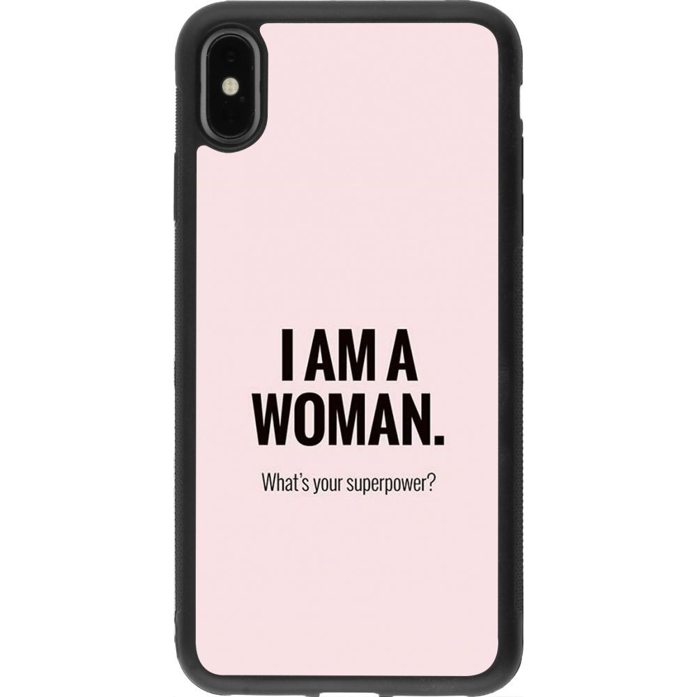 Coque iPhone Xs Max - Silicone rigide noir I am a woman