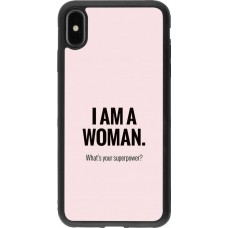 Hülle iPhone Xs Max - Silikon schwarz I am a woman