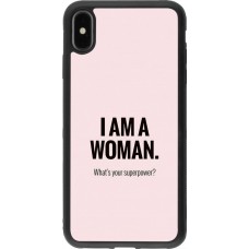 Coque iPhone Xs Max - Silicone rigide noir I am a woman