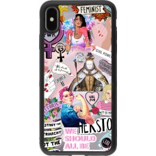 Coque iPhone Xs Max - Silicone rigide noir Girl Power Collage