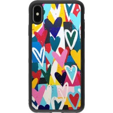 Coque iPhone Xs Max - Silicone rigide noir Joyful Hearts