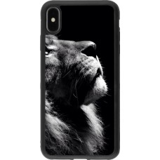 Coque iPhone Xs Max - Silicone rigide noir Lion looking up