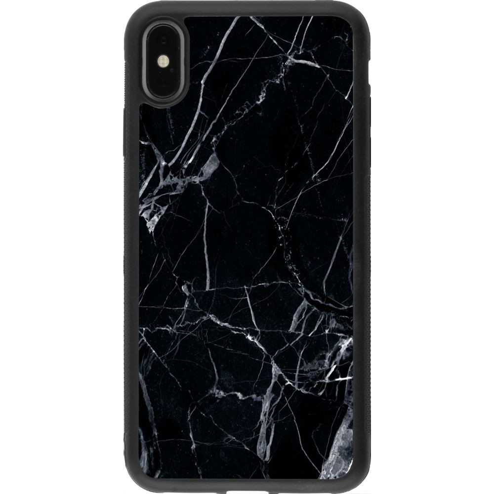 Coque iPhone Xs Max - Silicone rigide noir Marble Black 01