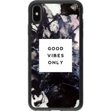 Coque iPhone Xs Max - Silicone rigide noir Marble Good Vibes Only