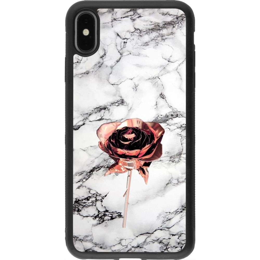 Hülle iPhone Xs Max - Silikon schwarz Marble Rose Gold